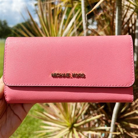 michael kors pink floral wallet|Michael Kors soft pink wallet.